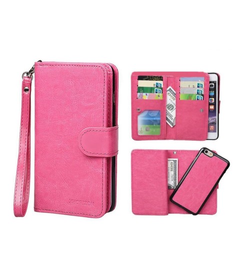 Iphone 7 plus double wallet leather case detachable