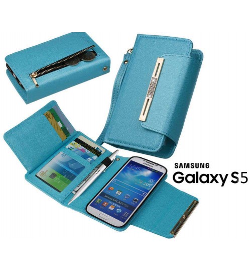 Galaxy S5 case double wallet leather multifunction detachable case