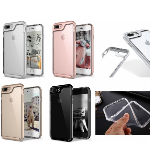 iPhone 7 Plus case plating bumper with clear gel back cover case