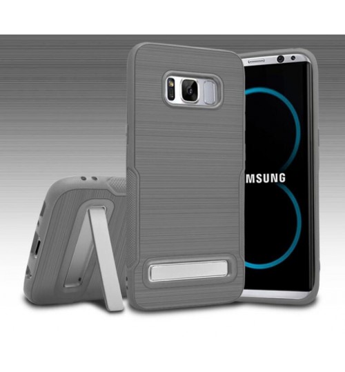 Galaxy S8 Slim Armor Carbon Fiber Brushed TPU Soft Kickstand cover case