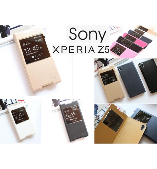 Sony Xperia Z5 case Leather Flip window
