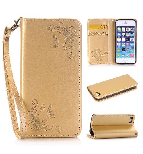 iPhone 5 5s se Premium Embossing wallet leather case