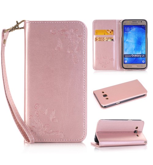 Galaxy J5 Premium Leather Embossing wallet Folio case