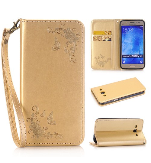 Galaxy J5 Premium Leather Embossing wallet Folio case