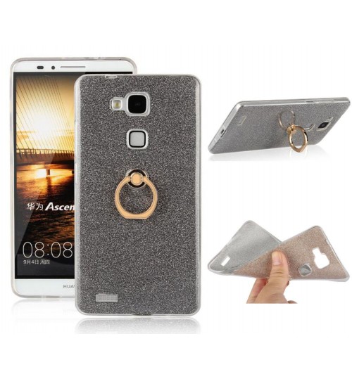 HUAWEI MATE 7 Soft tpu Bling Kickstand Case with Ring Rotary Metal Mount