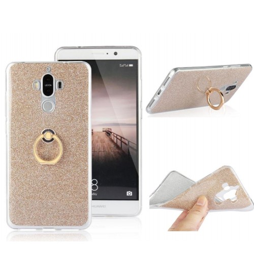 HUAWEI MATE 9 Soft tpu Bling Kickstand Case with Ring Rotary Metal Mount