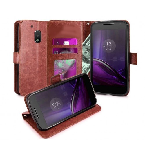 MOTO G4 PLAY vintage fine leather wallet case