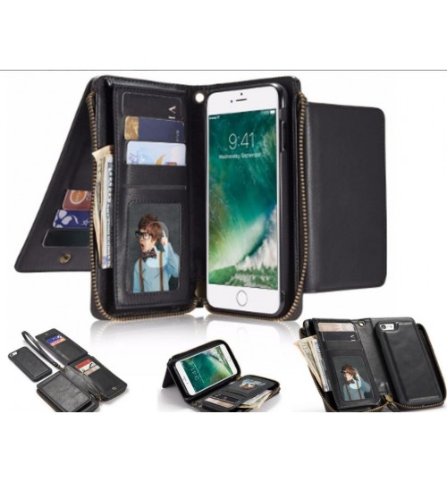 iPhone 7 Plus retro wallet  Leather Zip case detachable