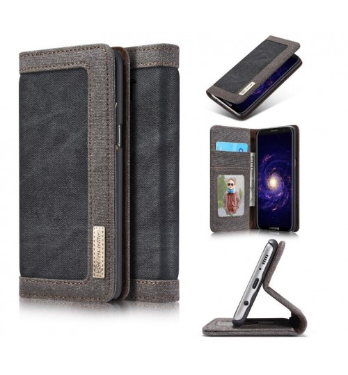 Galaxy S8 plus contrast denim folio wallet case magnetic closure