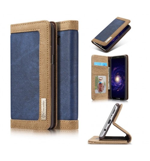 Galaxy S8 plus contrast denim folio wallet case magnetic closure