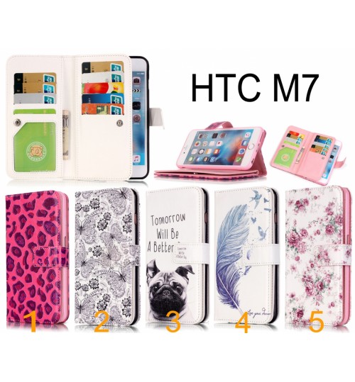 HTC M7 Multifunction wallet leather case cover