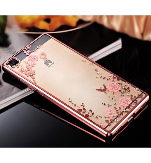 Huawei P8 LITE soft gel tpu case luxury bling shiny floral case