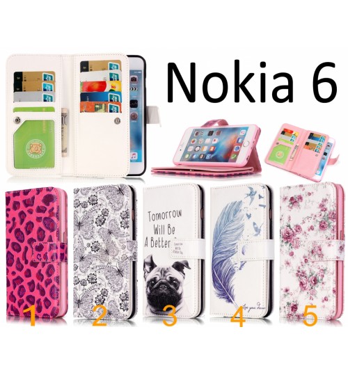 Nokia 6 Multifunction wallet leather case cover