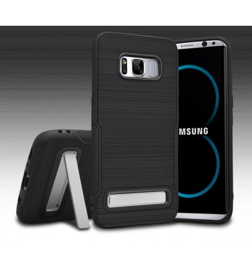 Galaxy S8 PLUS Slim Armor Carbon Fiber Brushed TPU Soft Kickstand cover case