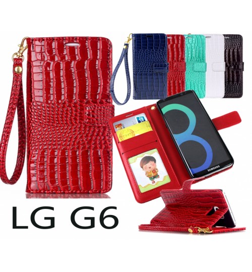 Lg G6 Croco Wallet Leather Case - Green