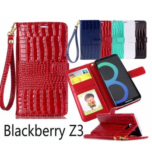 Blackberry Z3 Croco Wallet Leather Case - Green