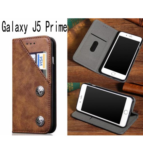 Galaxy J5 Prime ultra slim retro leather wallet case 2 cards magnet case