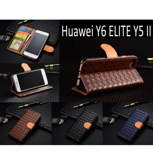 Huawei Y6 Elite Y5 Ii Leather Wallet Case Cover - Blue