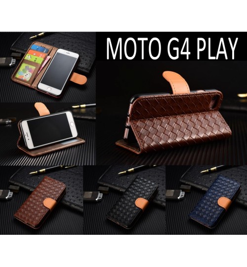 MOTO G4 PLAY Leather Wallet Case Cover