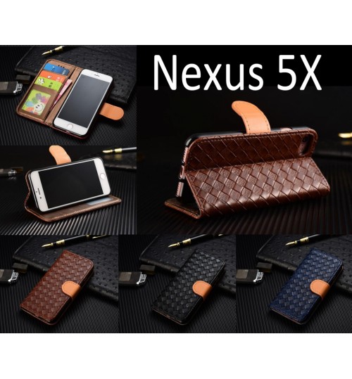 Nexus 5x Leather Wallet Case Cover - Blue