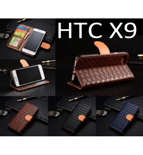 Htc X9 Leather Wallet Case Cover - Blue