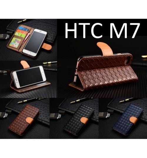 HTC M7 Leather Wallet Case Cover