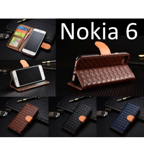 Nokia 6 Leather Wallet Case Cover - Blue