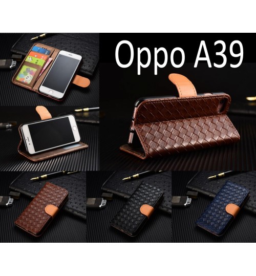 Oppo A39 Leather Wallet Case Cover - Blue