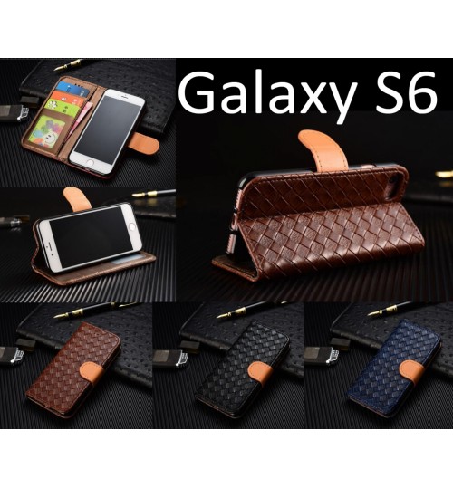 Galaxy S6 Leather Wallet Case Cover - Blue