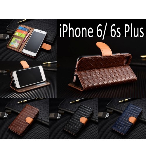Iphone 6 Plus / 6s Plus Leather Wallet Case Cover - Blue