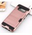 Galaxy S8 plus impact proof hybrid case card clip Brushed Metal Texture