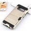 Galaxy S8 impact proof hybrid case card clip Brushed Metal Texture