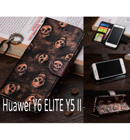 Huawei Y6 ELITE Y5 II Leather Wallet Case Cover