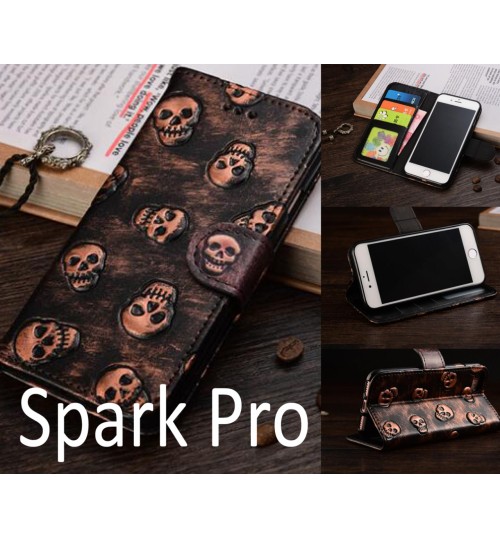 Spark Pro Leather Wallet Case Cover