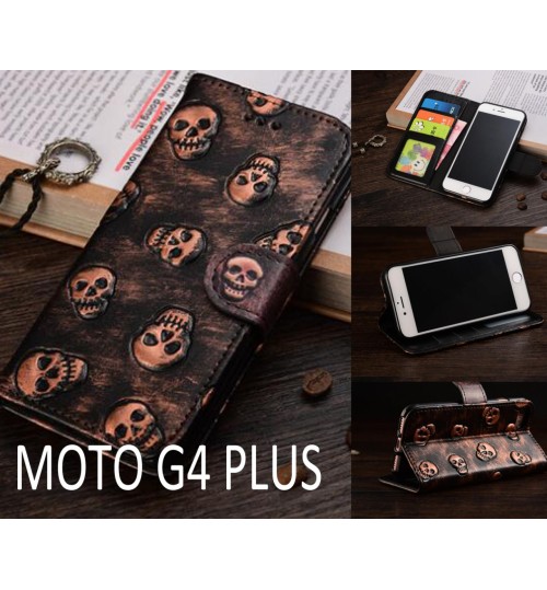 MOTO G4 PLUS Leather Wallet Case Cover