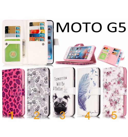 MOTO G5 Multifunction wallet leather case cover