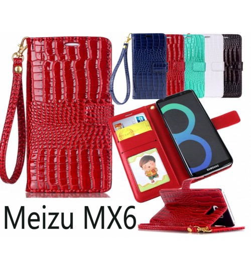 Meizu Mx6 Croco Wallet Leather Case - Green