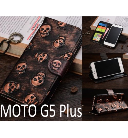 MOTO G5 Plus Leather Wallet Case Cover