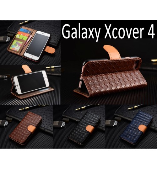 Galaxy Xcover 4 Leather Wallet Case Cover - Blue