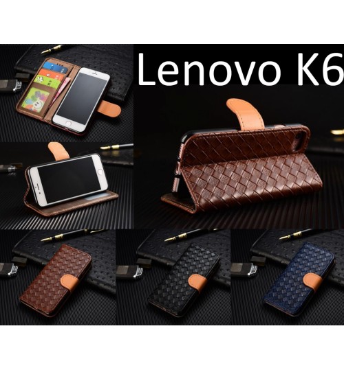 Lenovo K6 Leather Wallet Case Cover - Blue