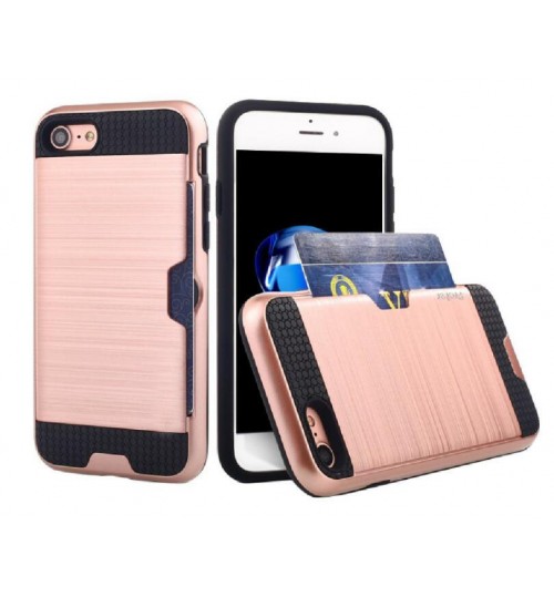 iphone 6 6s plus impact proof hybrid case card clip Brushed Metal Texture
