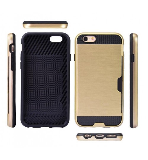 iphone 6 6s plus impact proof hybrid case card clip Brushed Metal Texture