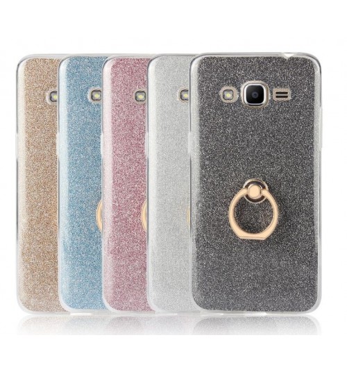 Gaxlaxy J2 PRIME Soft tpu Bling Kickstand Case with Ring Rotary Metal Mount