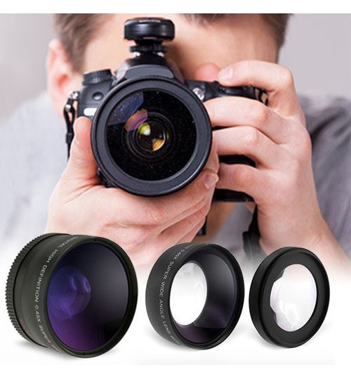 Wide Angle and Macro Lens Set for Cameras-58mm