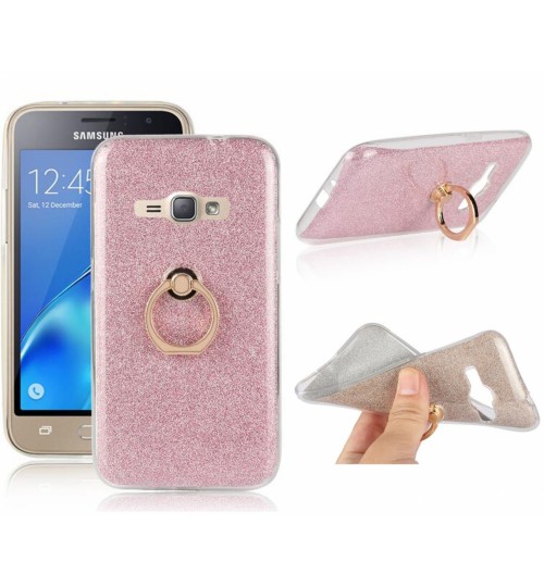 Galaxy J1 2016 Soft tpu Bling Kickstand Case with Ring Rotary Metal Mount