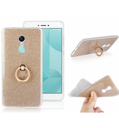 Redmi Note 4X Soft tpu Bling Kickstand Case with Ring Rotary Metal Mount
