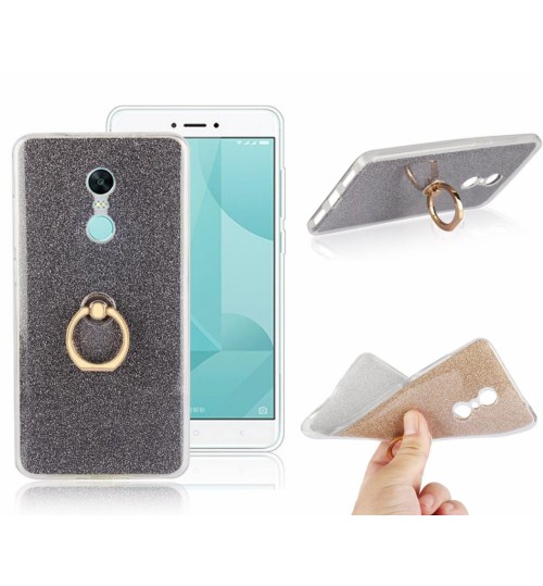 Redmi Note 4X Soft tpu Bling Kickstand Case with Ring Rotary Metal Mount