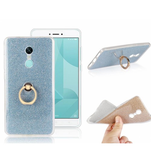 Redmi Note 4X Soft tpu Bling Kickstand Case with Ring Rotary Metal Mount