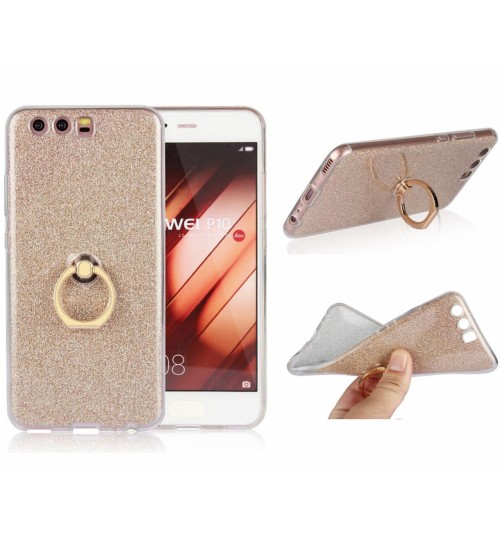 Huawei P10 Soft tpu Bling Kickstand Case with Ring Rotary Metal Mount