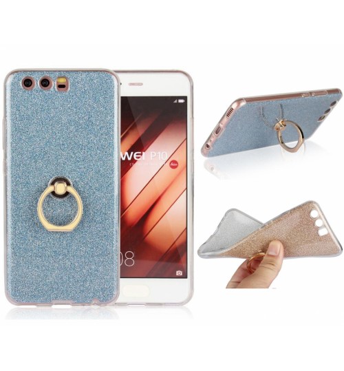 Huawei P10 Soft tpu Bling Kickstand Case with Ring Rotary Metal Mount